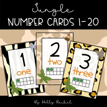 jungle safari number cards 1 to 20 by holly rachel tpt