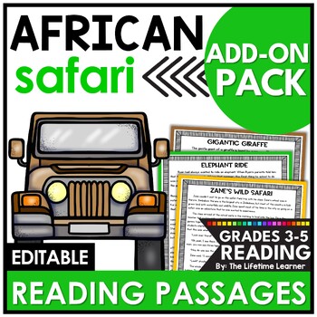 Preview of Safari Animal Reading Comprehension Passages Questions Activities ELA Test Prep