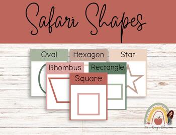 Preview of Safari Shapes Posters | Neutral Earth Tones | Safari Classroom Bundle