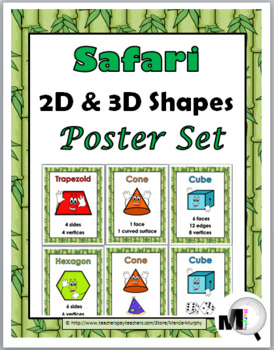 Preview of Safari Theme Classroom Decor 2D & 3D Shape Posters