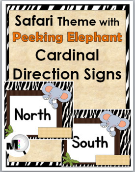 Preview of Safari Theme Classroom Decor Cardinal Directions