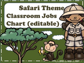 Preview of Safari Theme Classroom Jobs Chart