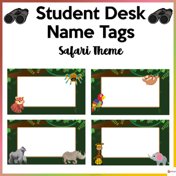 Preview of Safari Theme Desk Name Tags Editable