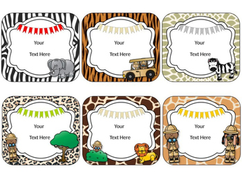 Preview of Safari Theme Name Cards {EDITABLE}
