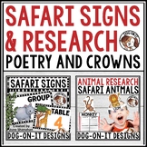 Jungle Safari Theme Table Signs and Research Templates Bundle