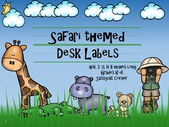 Preview of Safari Themed Desk Name Plate Labels