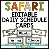 Safari Themed Editable Daily Schedule Cards