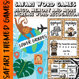 Safari Themed Word Games including Bingo and Memory
