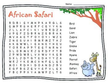 safari word search by teacher vault teachers pay teachers