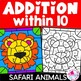 Safari Zoo Animals Color by Code | Safari Zoo Color by Number Addition ...