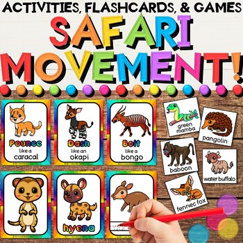 Preview of Safari & Zoo Animals Movement Cards for Brain Breaks, Self Regulation & Sensory