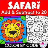 Safari Zoo Color by Number Code Addition & Subtraction Wit