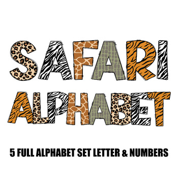 Preview of Safari alphabet doodle fonts alpha pack clip art