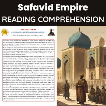 Preview of Safavid Empire Reading Comprehension | Gunpowder Empires Worksheet