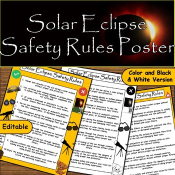 Preview of Safe Eclipse Viewing Guide: Solar Eclipse Safety Rules Poster for April 8th,2024