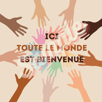 Preview of Safe Inclusive French Classroom Poster-Everyone is welcome!