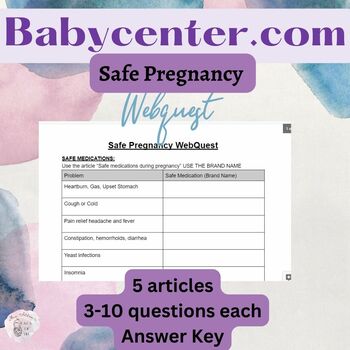 Preview of Safe Pregnancy WebQuest Babycenter.com: Child Development FACS