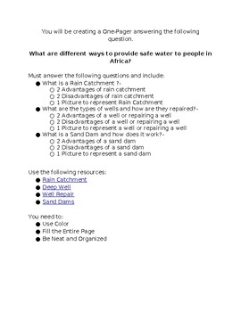 Preview of Safe Water in Africa One Pager