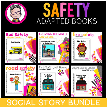 Preview of Bus Fire Road Safety Special Education Social Story Adapted Books Bundle