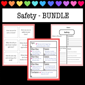 Preview of Safety  BUNDLE - Scenario Cards, Writing Prompt / Organizers & Worksheet