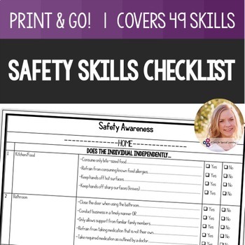 Safety Awareness Checklist Independent Living Life Skills Special Education