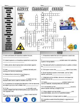 Safety Crossword Puzzle by Bearcat Science TPT