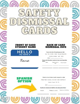 Preview of Bilingual Safety Dismissal Cards | Pick Up Cards