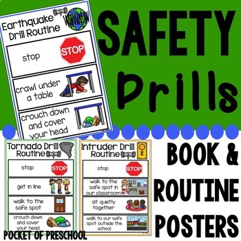 Preview of Safety Drills Books & Routine Posters (Earthquake, Tornado, & Intruder/Lockdown)