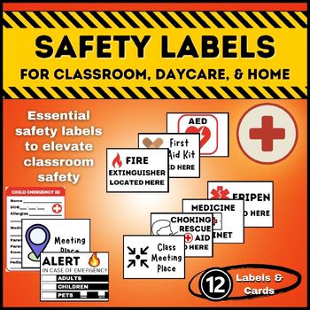 Preview of Safety & First Aid Labels for Classroom & Home