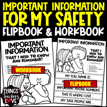 Preview of Safety Flipbook & Workbook - Important Info, Address, Phone Numbers, Safe People