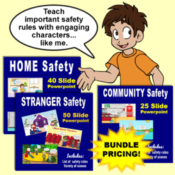 Preview of Safety - Home, Stranger, Community - 3 Comic PowerPoints