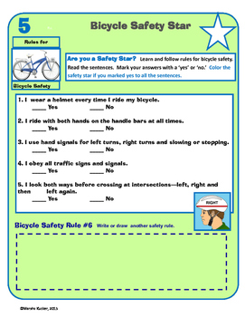 Preview of Bicycle Safety Rules and Checklist