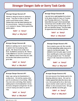 stranger dangersafety decision task cards by kidz