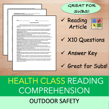 Preview of Safety Outdoors - Reading Passage and x 10 Questions