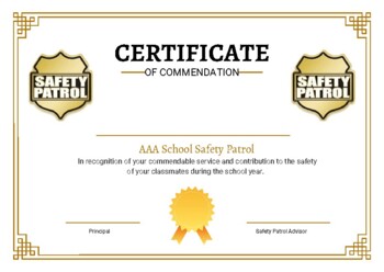 Preview of Safety Patrol Certificate
