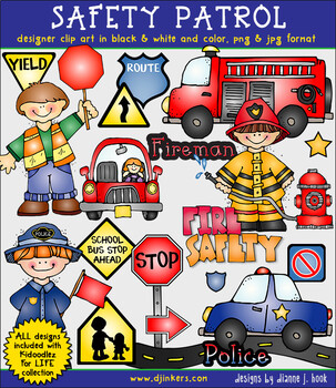 Preview of Safety Patrol Clip Art - Fireman, Police, First Responders, Street Signs
