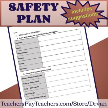 Preview of Safety Plan (Two editable versions w/ possible inclusion ideas) for Counsellors