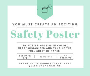 Preview of Safety Poster Info Card-Food Science