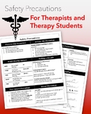 Safety Precautions Cheat Sheet for Therapists, PT/ OT/ Nur