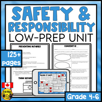 Preview of Safety and Responsibility Unit | First Aid Consent Emergencies Injury Prevention