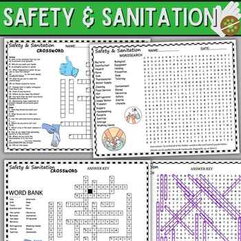 Preview of Safety & Sanitation Vocabulary,Wordsearch & Crosswords