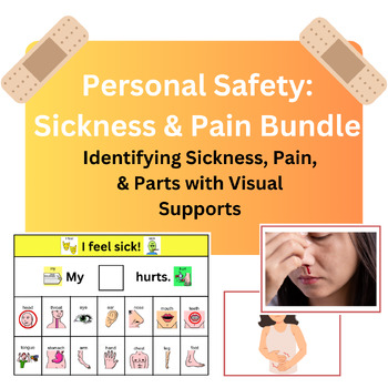 Preview of Safety Sickness Pain Body Parts - AAC Core Board Task Cards - ASD Neurodivergent