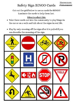 Safety Sign Bingo Game 