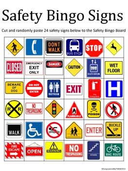 Cut & Paste - Safety Sign Bingo by Empowered By THEM | TpT