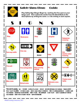 Reading Safety Signs Bingo by KidZ Learning Connections | TPT