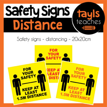 Preview of Safety Sign PURCHASE! Distancing People Square