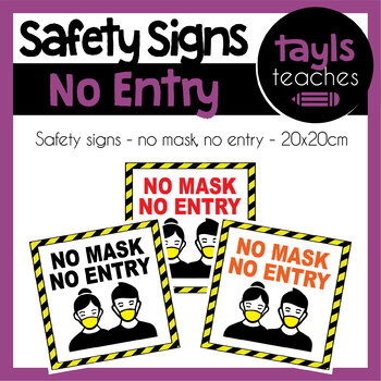 Preview of Safety Sign PURCHASE! No Mask No Entry Square2