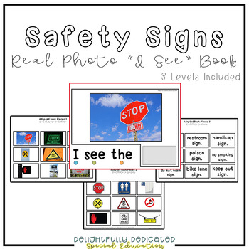 Preview of Safety Sign Real Photo "I See" Adapted Book for Special Education Classrooms