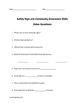 Preview of Safety Sign and Community Awareness Skills Video Questions