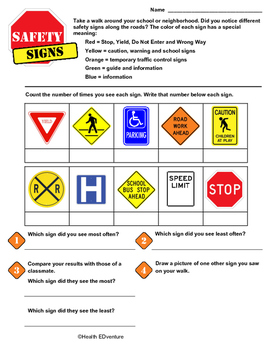 Safety Signs Survey: Math Fun by Health EDventure | TpT